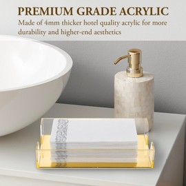 MyGift - Bandeja dispensadora para toallas plegables, su base es un espejo y es de color latón; ideal para la encimera en el baño