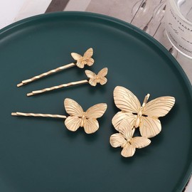 Danshinbow Vintage Butterfly Metal Hair Clip Combs Headpiece Hair Accessories for Women and Girls (Gold-4pcs)