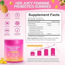 BURMINY Her Juicy Feminine Probiotics Gummies, Premium Feminine Balance Probiotics with Slippery Elm for Women's pH Balance and Freshness – Support Da