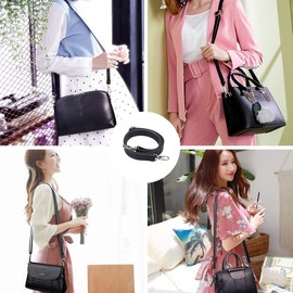 BOMKEE Purse Straps Bag Shoulder Strap Replacement 61 Inch Synthetic Leather Messenger Bag Strap with Metal Swivel Hooks for Bag Wallet DIY Purse (Black)