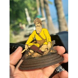 Baba Deep Singh Ji Car Dashboard Yellow Figurines Idol Punjabi Sikh Car Dashboard Idol for Tables