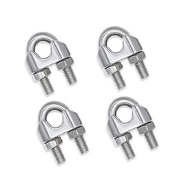 HYWJ Wire Rope Clips M8 U-Shaped Cable Clamps Wire Fasteners Stainless Steel Wire Clamps (Pack of 4)