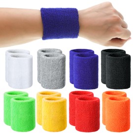 Newofview 16 Stück Schweißband Handgelenk,Bunte Schweißbänder Handgelenk,Schweissband Kinder, 8 * 8cm Elastische Schweißbänder,Fitness Schweissband für Fußball Basketball Tennis Gymnastik