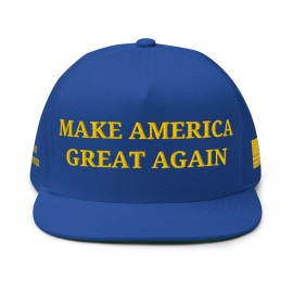 Yupoong Gold Dark MAGA Hat Trump Black And Gold MAGA Snapback Embroidered Flat Cap - Royal Blue