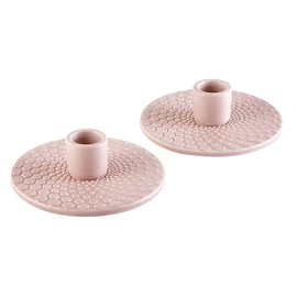 47th & Main Modern Candle Holder for Taper Candle Ceramic Candlestick Candleholder, 4.5" Dia x 1.5" H, Light Pink