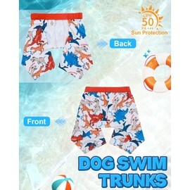 CuteBone Dog Swim Trunks Swimsuit Durable & Comfortable - Quick-Dry, Adjustable Waistband Shorts, UV Protection Bikini- Perfect for Beach, Pool & Outdoor Fun, Dinos DST08XL