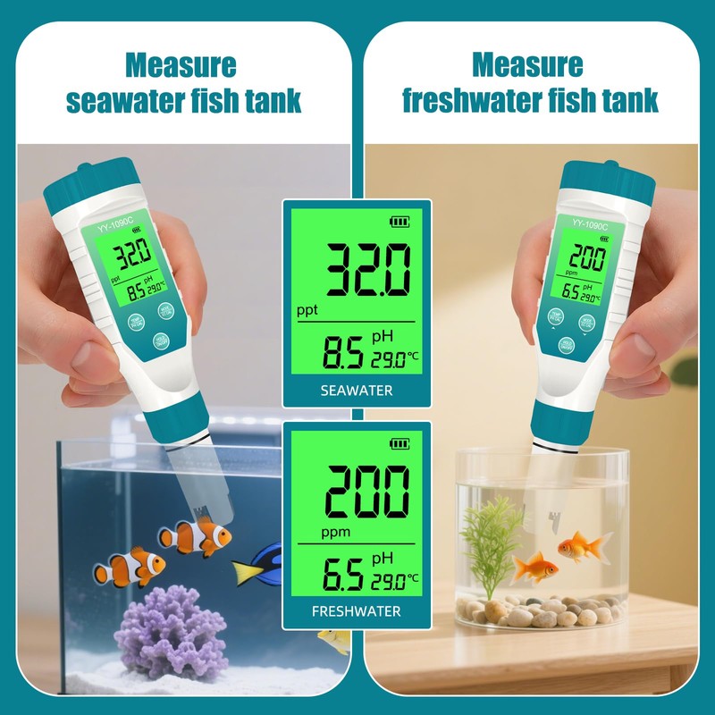 PH Meter for hydroponics & Spa Salt Tester – 5‑in‑1