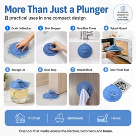 Bathtub Drain Stopper, 6 Inch Silicone Tub Stopper, Reusable Suction Cup Sink Plug and Drain Cover, 1 Pack for Kitchen, Bathroom, Shower and Bath Tub (Blue 1 Pack)