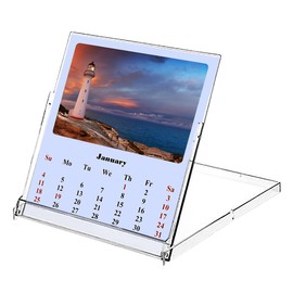 2026 CD-Style Desk Calendar 12 Months Calendar/Planner/Desk Calendar With CD Case Stand, Office Decor, Christmas Gifts (Lighthouses)