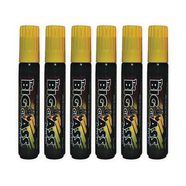 Big Glass Windshield Markers - Water Based Marker with 15mm Tip - Quick-Drying and Rain-Resistant Marker - Yellow - 6 Pack