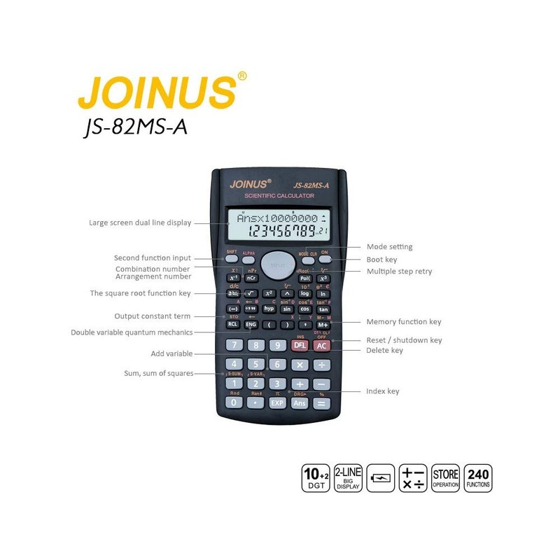 Joinus scientific calculator - Student calculator (black).