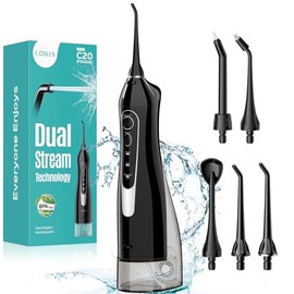 COSLUS Hilo Dental de Agua: Irrigador Oral Portátil Inalámbrico 300ML Recargable Limpiador de Viaje IPX7 Impermeable Máquina de Hilo Dental Eléctrico 