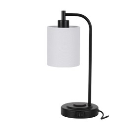 Stinzgie Industrial Style Touch Control Table Lamp - Dual USB A+C Ports Charging Bedside Light, Adjustable Brightness Metal Base Lamp for Bedroom, Office, Living Room Nightstand (Fabric lampshade)