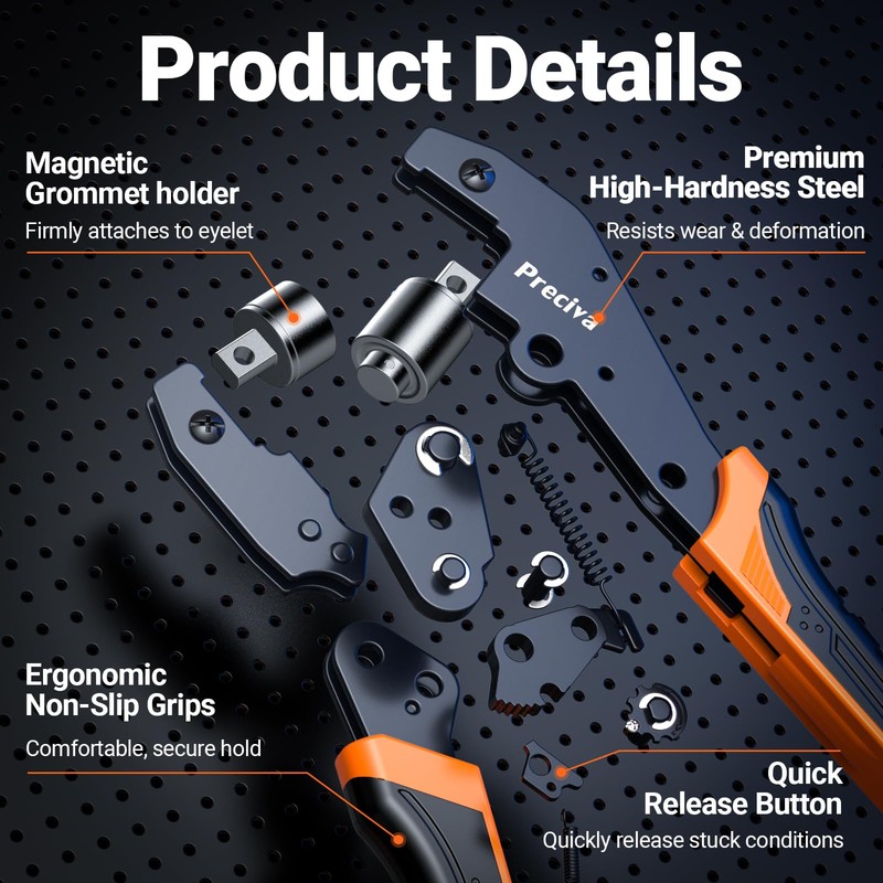 Preciva 3-Size Grommet Tool Kit of 1/2" 1/4" 3/8" -