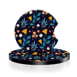 DAIWUGOU 2 Pack Car Cup Holder Coasters Bloom Car Coasters for Cup Holders Anti Slip Rubber Car Cup Mat with A Finger Notch Fashion Car Interior Accessories Drink Coaster for Women Men 2.75 Inch