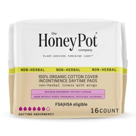 The Honey Pot Company - Incontinence Pads for Women - Daytime Non-Herbal - Bladder Leak Control - Organic Cotton Cover & Ultra-Absorbent Pulp Core - Feminine Care - 16 ct