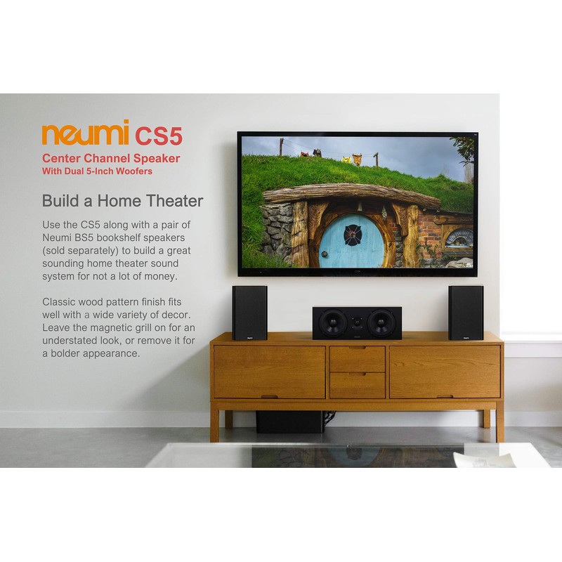 NEUMI CS5 Center Channel Speaker, Dual 5-Inch Woofers, 1-Inch Tweeter,