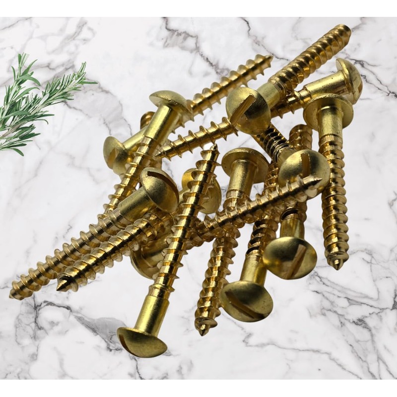 M3 x 25mm Brass Wood Slotted Screws Round Raised Head