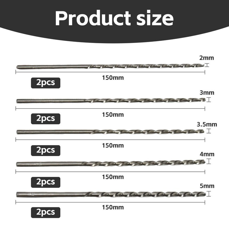 10-Piece Auger Tool, Durable, Metal Long Drill Set, Multiple Sizes,