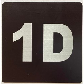 Apartment number 1D sign - UNIT NUMBER 1 SIGN/SUITE 1D SIGN (BLACK, SIZE 4x4 inch, DOUBLE SIDED TAPE) -Broadway Line