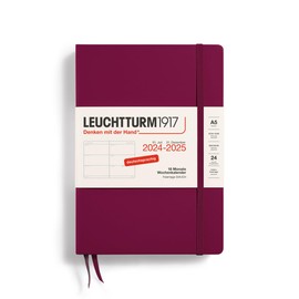 LEUCHTTURM1917 370627 Weekly Planner 2025, Medium A5 Hardcover - 18-Month Planner, 80 g, Ruled - Port Red