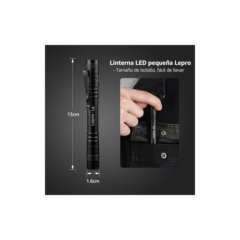 Lepro 2PCS Linterna LED, 3 Modos, IPX4, Superbrillante Camping Trabajo