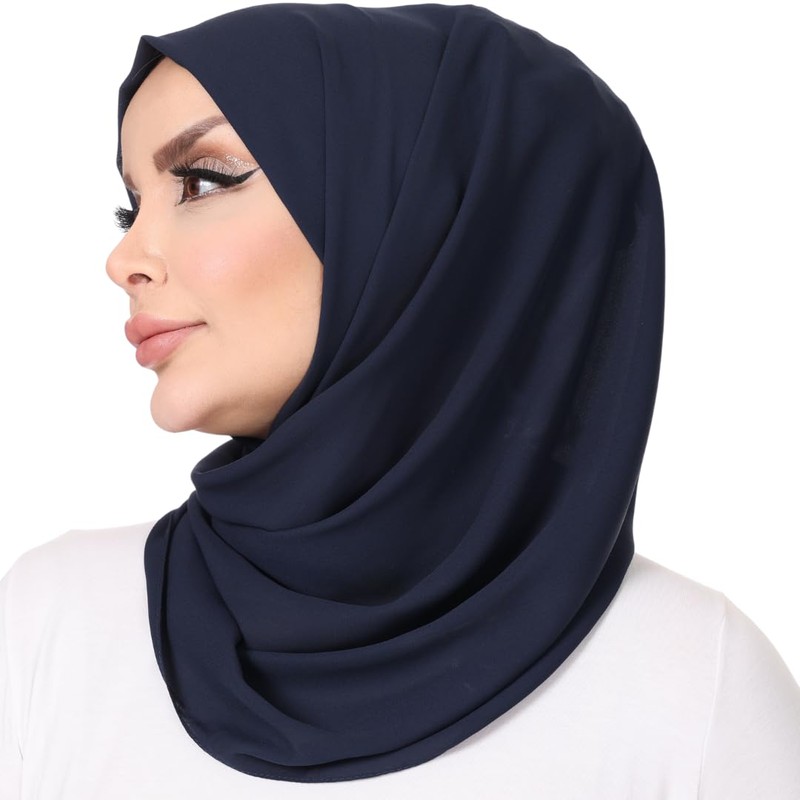 TUĞRALI TESETTÜR Premium Chiffon Hijab Scarf, Black, Modest Head Cover