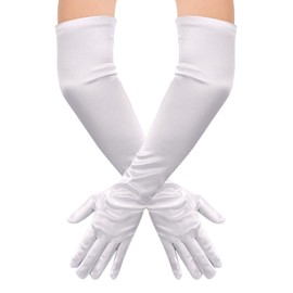 Didder Long White Satin Silk Gloves for Women Formal Wedding Costume Party Homecoming Prom