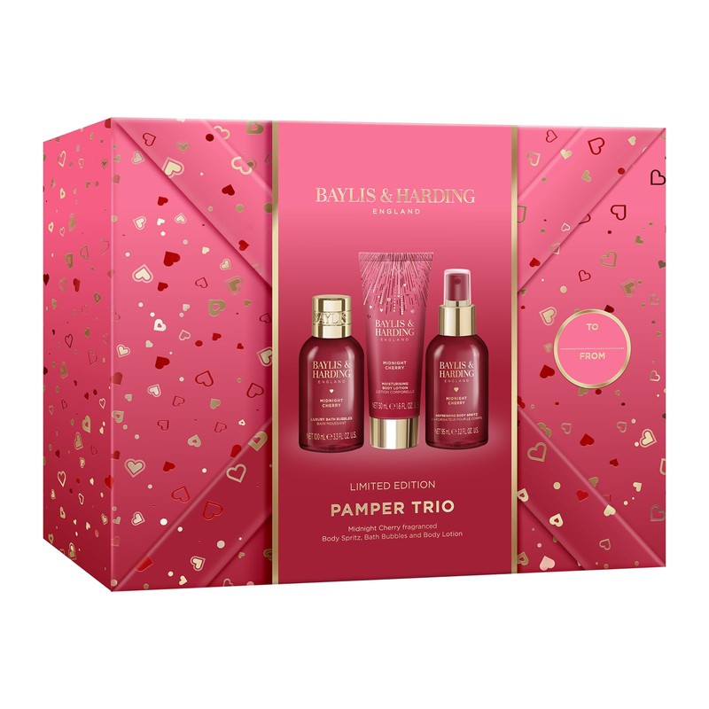 Baylis & Harding Midnight Cherry Gift Wrapped Pamper Trio Gift