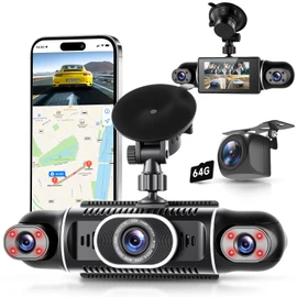 360°4-Channel Dash Cam FHD 2K+1080P×3 Front/Rear/Inside/Side Car Dash Camera with WiFi, APP Control, 64GB SD Card Included, 8 IR Night Vision, G-Sensor, 24/7 Parking Mode