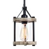 Ejerlya Farmhouse Pendant Light, Rustic White Wood and Metal Cage