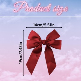 Tabanzhe Bow Hair Clips-2PCS Bowknot Hairpin French Solid Color Hair Barrette Soft Satin Silky Cute Hair Fastener Accessories Gifts for Women Girls(Red and Pink)