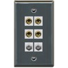 RiteAV 4 Port Banana 2 Speaker Binding Post 2 Coax Wall Plate - Flat Style [Stainless Steel]