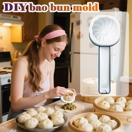 Baozi Maker,Dumpling Maker Press Bun Baozi Mold with 3 Shapes, Non-Stick Easy Release, Food-Grade Plastic, for Homemade Steamed Buns Empanadas Mooncakes Pastries – Dishwasher Safe (Blue)