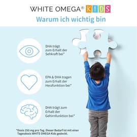 WHITE OMEGA Kids Omega-3 Capsules for Children, Sugar-Free, Tasteless, High Purity Fish Oil, Optimal DHA & EPA Ratio 90.00