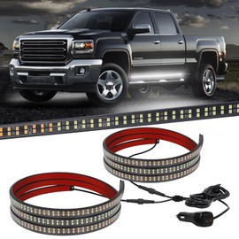 XRIDONSEN 2PCS 70 inch Emergency Truck White Strobe Lights Strip 864 LED Running Board Lights Bar Flashing Warning Hazard Safety Lights Waterproof Flexible for Trucks Construction Vehicles Pickup SUV