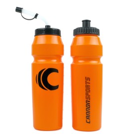 Cannon Sports 1 Liter Squeeze Water Bottle with Straw Lid New Easy Grip 34 Oz Pack of 2 (Orange)