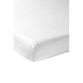 Meyco Baby Plain Fitted Sheet for Cot Bed (Flat Sheet with Soft Jersey Quality, Made from 100% Cotton, Perfect Fit with Elasticated All Around Breathability, Dimensions: 70 x 140 cm), White