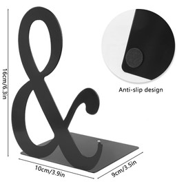 1 Pair Black Music Note Metal Bookends,Creative Musical Melody Nonskid Thickening Iron Book End Metal Bookends Desk Organizer Holder for Kid Music Lover Library School Home Office Decoration