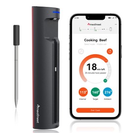 Meatmeet Pro| Smart WiFi Meat Thermometer, Digital Food Thermometer with Ultra-Thin Probe, Bluetooth Wireless Thermometer for The Oven, Grill, Kitchen, BBQ, Rotisserie, Air Fryer, IP67 Waterproof