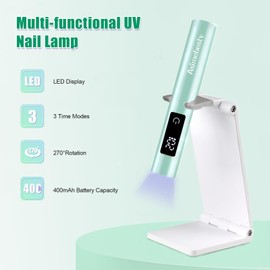Asimebesty UV Lampe für Gelnägel, Wiederaufladbar Mini U V LED Lampe für Nägel, Kleine UV Nagellampe für Gel Nagellack mit Ständer, 20/60/90S, zum Aushärten von Nagelkleber Nail Tips, Grün
