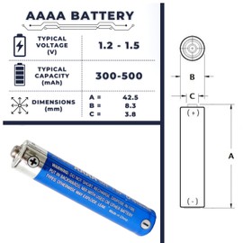 10-Pack AAAA 1.5V Alkaline-Batteries, for Stylusus Pen Battery Size Format E96 LR61 1.5V, Also for Cameras, Glucose Meters and Blood Monitors，and More, 10 Count Pack