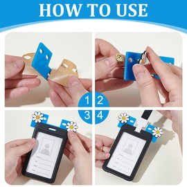 PH PandaHall Pack of 18 6 Styles Badge Badge Holder Topper Acrylic Card Holder ID Badge Topper Buddy Pin Holder for Nurse Doctor Personal Name Card, blue