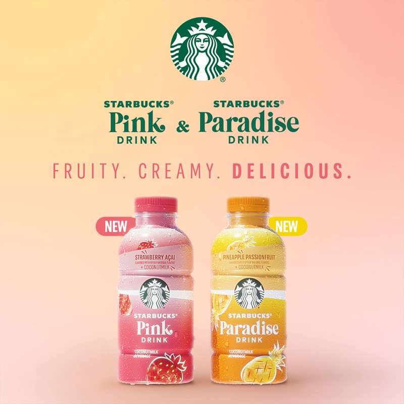 Starbucks Pink Drink, Strawberry Acai with Coconut Milk, 14oz Bottles