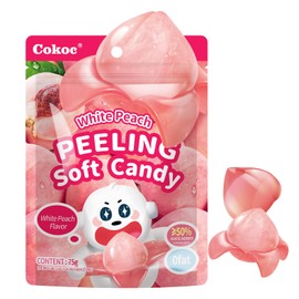 COKOC Peelable Gummies Peach,Peeling Gummies Peach Candy,Individual Packaging 2.64oz Bag Fruit Peelable Candy Mothers day(Pack of 3)