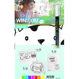 Securit Window Stencils, Including chalkmarker - A3 - Set of 3 - Pets Theme, Paper, White, 29.7 x 21 x 0.5 cm