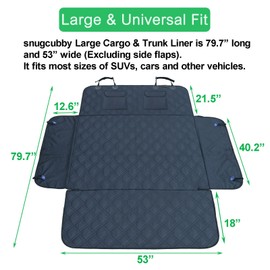 snugcubby SUV Cargo Liner for Dogs 53x80 Pet Dog Cargo Liner of SUV Trunk Cover for Dogs with Side Walls Protectors