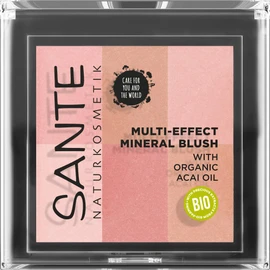 SANTE Naturkosmetik Multi-Effect Mineral Blush - 01 Coral - 8 g - 6 Colours for Natural Glow, Delicate Shimmer & Gentle Contouring - with Organic Acai Oil & 100% Natural Pigments