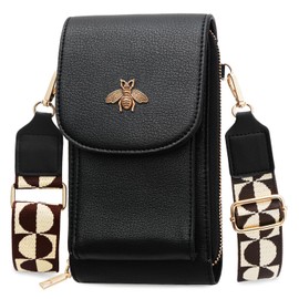 LITOON Cross Body Bags with Touchscreen Cell Phone Purse Window ZipperPocket, RFID Blocking Card Holder for Women (Vertical - Black)