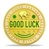 deDecoml Good Luck Challenge Coin with Horseshoe and Four Leaves